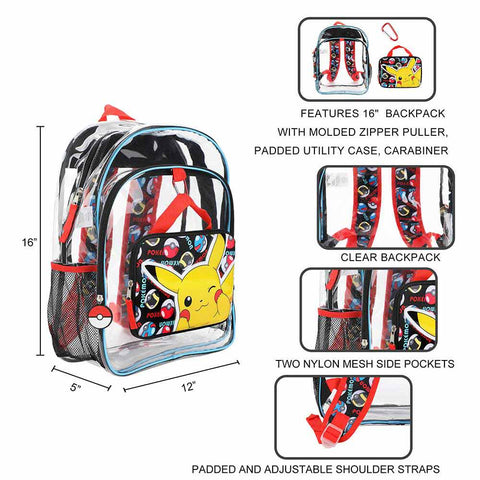 Pokemon 3 PC Clear Backpack Set