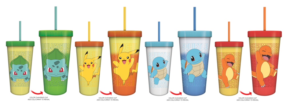 Pokémon Pika & Starters 24oz 4pk Color Change Tumbler Set